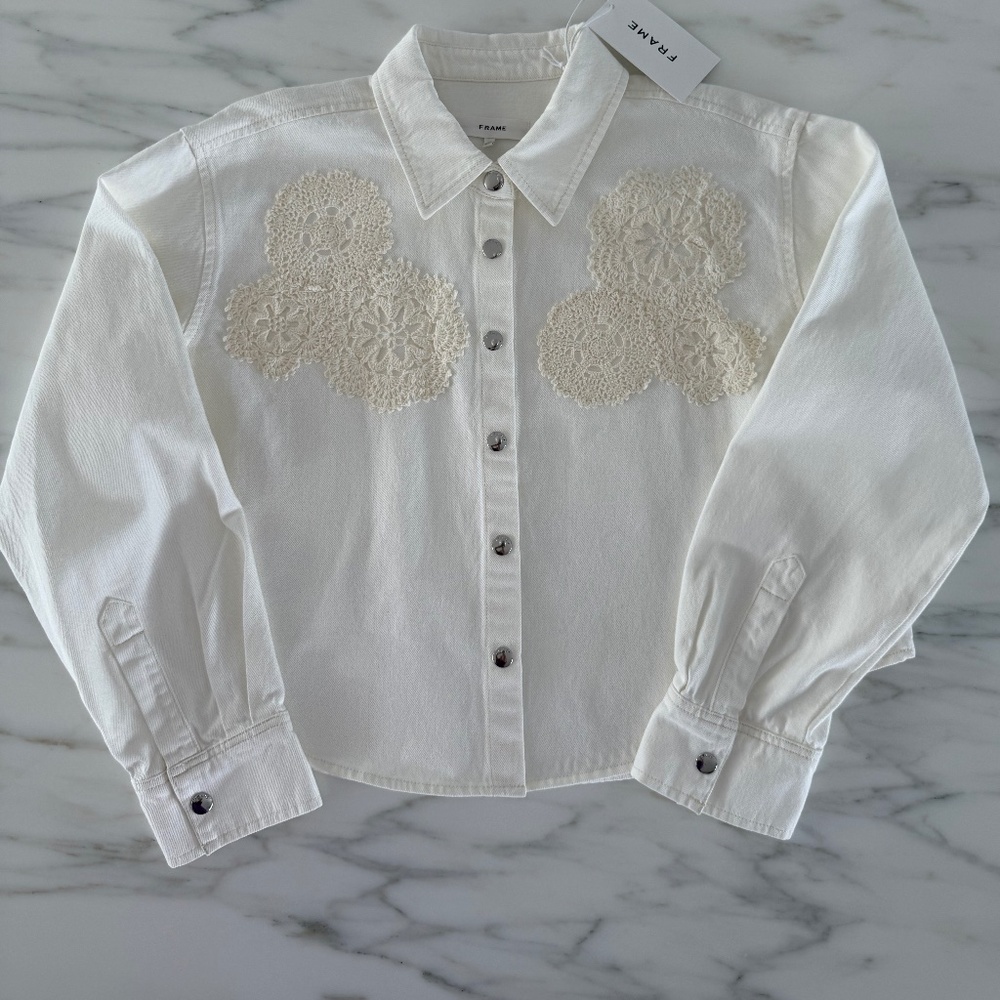Frame, M, Au Natural Clean, Crochet Swing Shirt